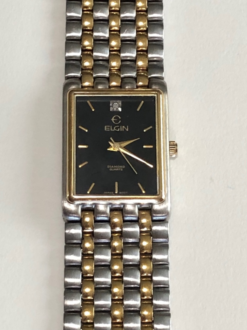 Elgin Diamond Quartz Two-Tone Black Watch